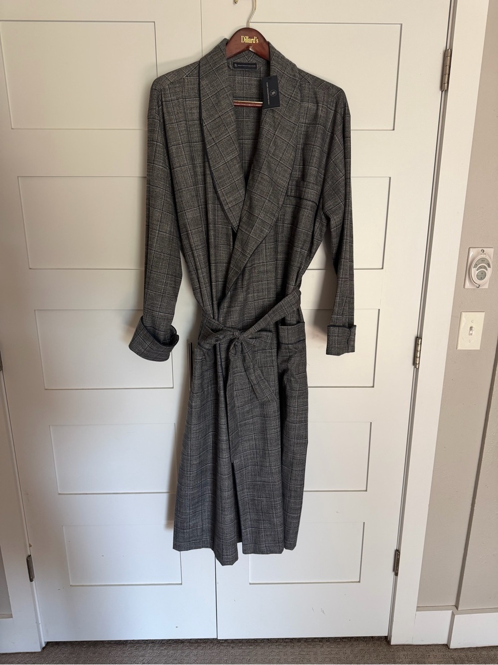 Hart Schaffner Marx Gray plaid lightweight summer robe L XL NWT